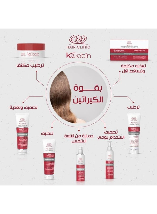 Eva Keratin Leave In Cream 200 Ml +Eva Hair Clinic Dual Action Intensive Repair Shampoo 230 Ml - Image 4